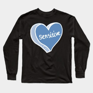 Sensitive Blue Love Heart Long Sleeve T-Shirt